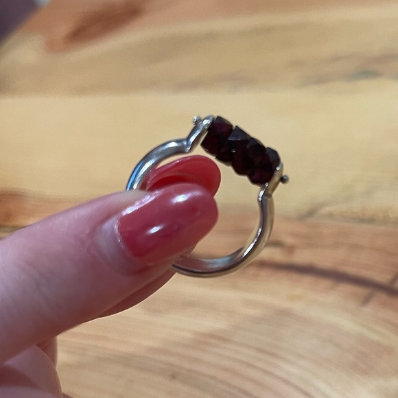 Sundance Garnet Rondelle Sterling Silver Ring - Picture 2 of 9